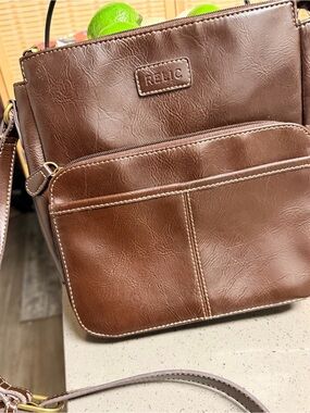 Relic Brown Faux Leather Messenger Crossbody